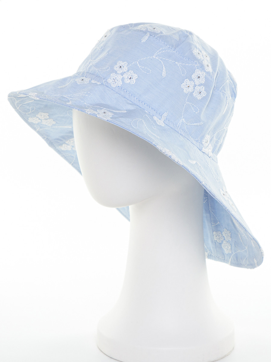Лили шляпа хлопок Цветы вышивка голубой р-р 46-47