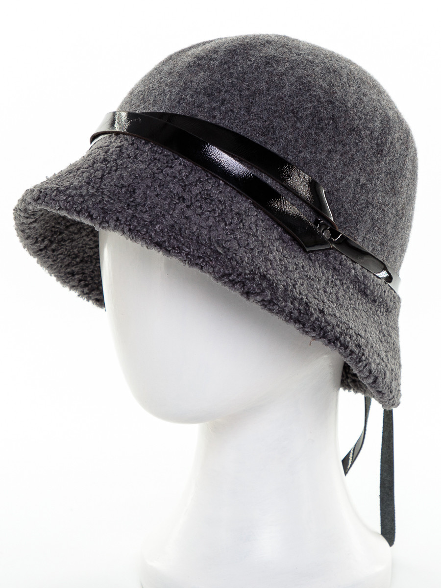 Молли шляпка на фл.п. асфальтовый меланж 380844 + трикотаж барашек серый темный