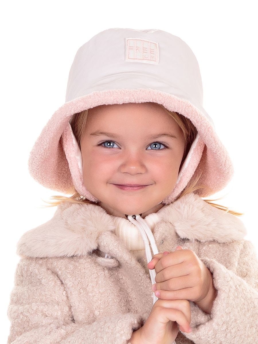 Кира FREE шеврон шляпка с ушками плащ. метал. синтепон на тр.п. молочный+барашек фламинго р.50-51