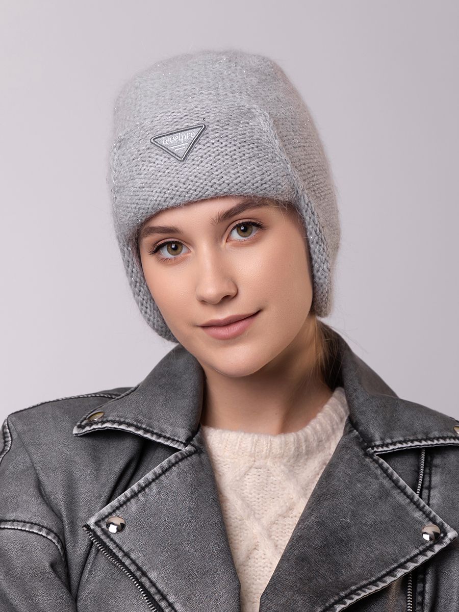 LevelPro шеврон ушанка СЛ вязка серый светлый
