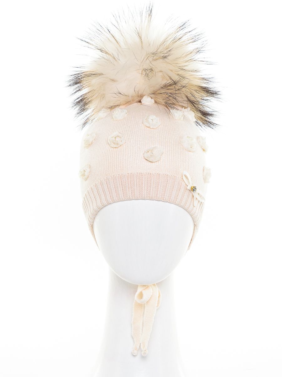 Розочка помпон kids VIP шапочка КТ вязка бежевый светлый р-р 44-46