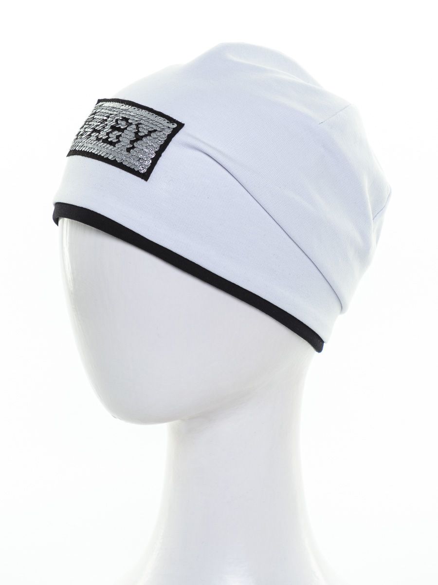 BABY шапочка Д1013 футер белый + черный р-р 52-53