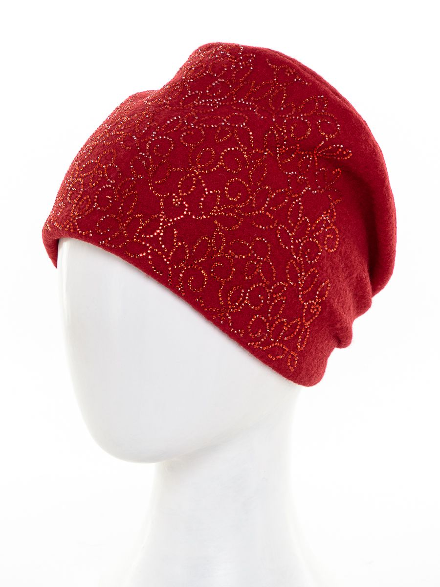 Камилла (лира) шапка 016 шерсть вареная на фл.п. красный