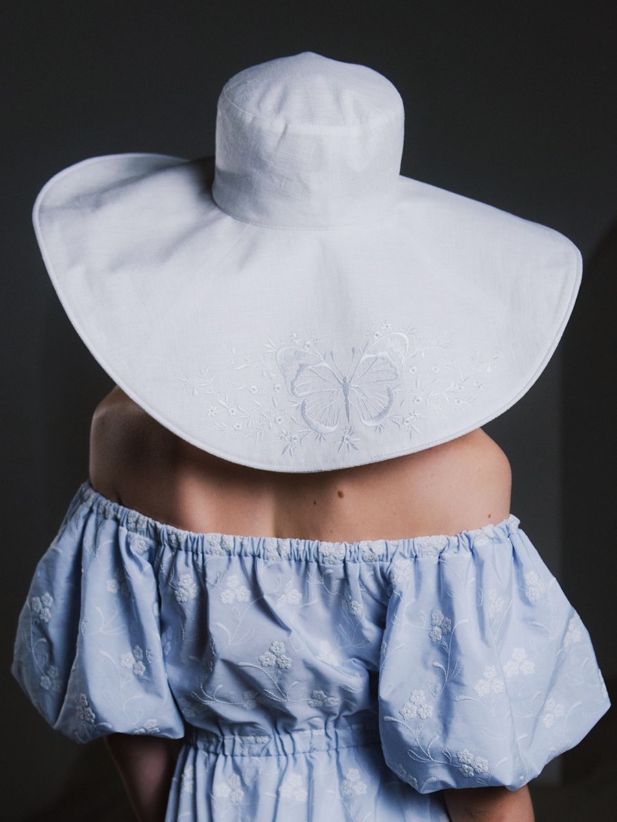 Дария макси шляпа лен белый