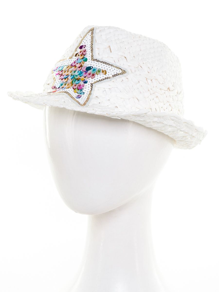 Кайли звезда радуга шляпа федора солома белый р-р 52-53