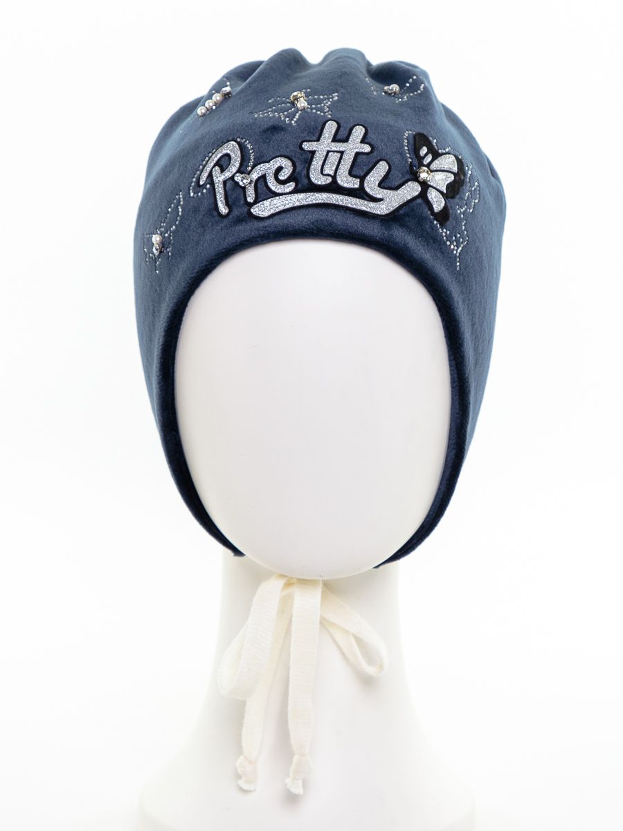 Милашка шапочка 031У велюр на фл.п. синий темный р-р 52-53