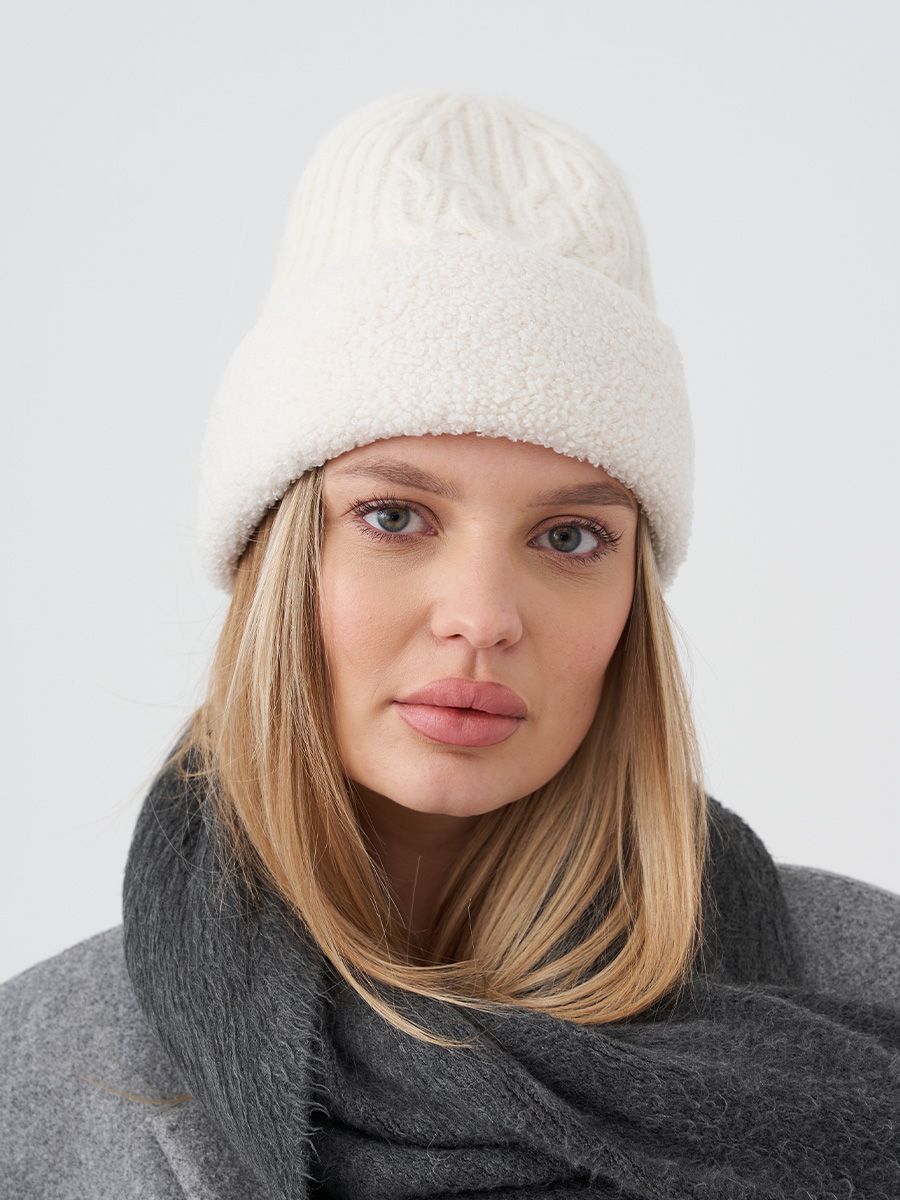 Мира Level Pro бирка шапка альпака на фл.п. белый + трикотаж барашек белый