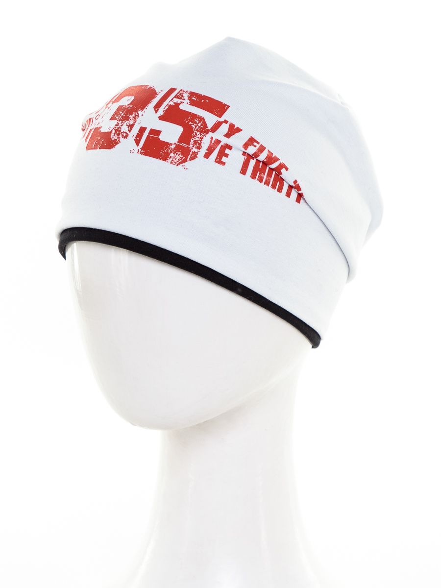 35 шапочка Д1013 футер белый + черный р-р 50-51