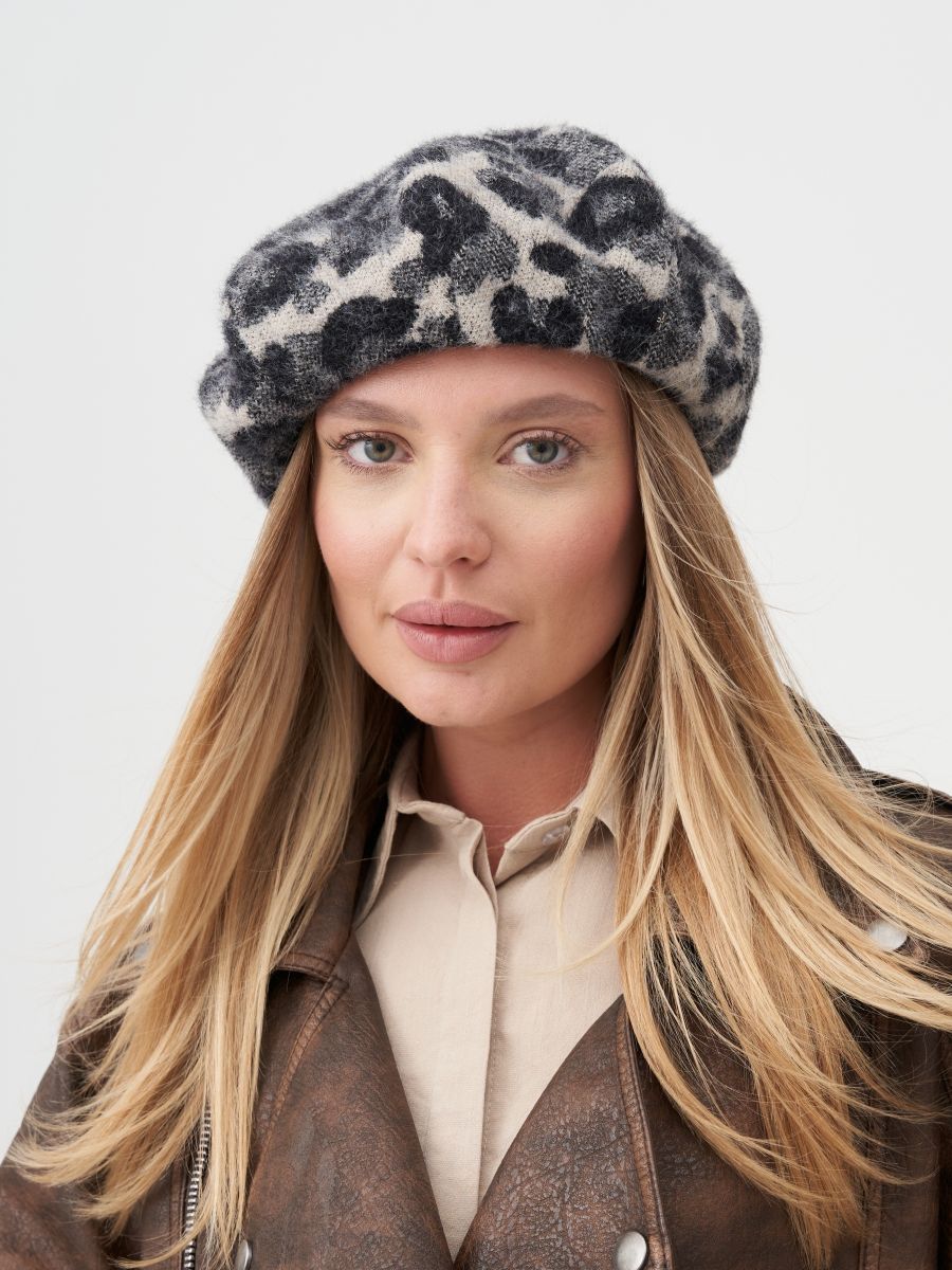 Молли берет трикотаж Ягуар на фл.п. серо-черный
