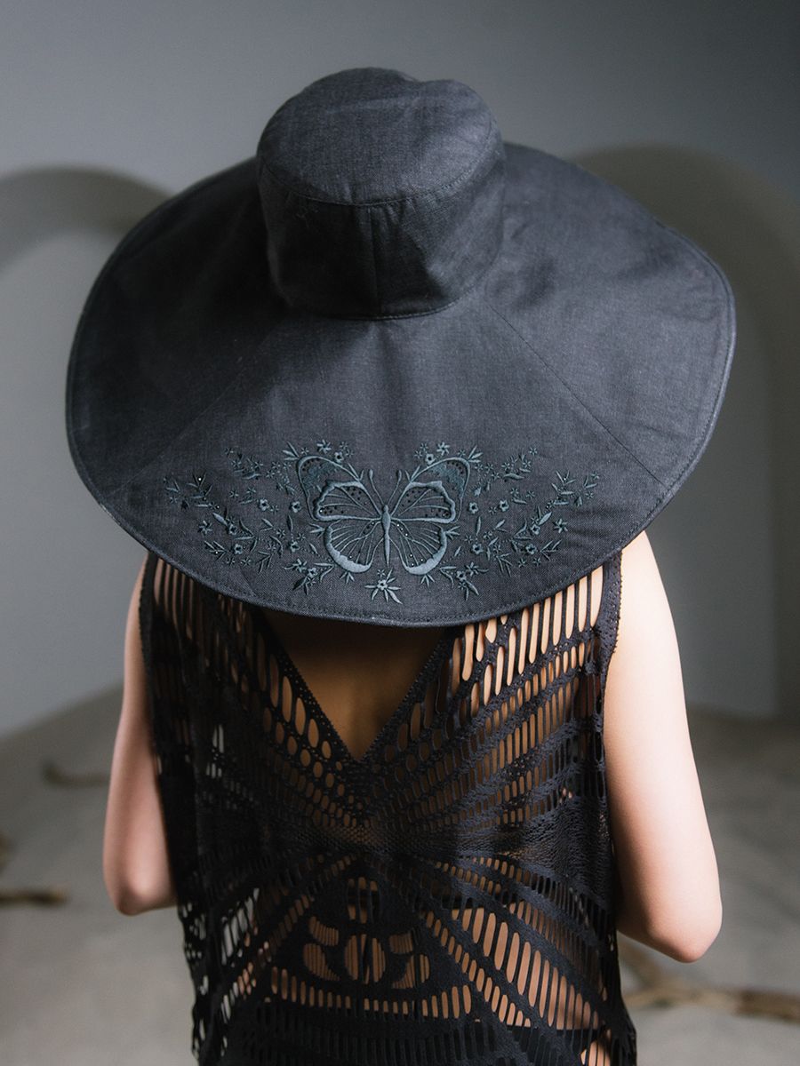 Дария макси шляпа лен черный