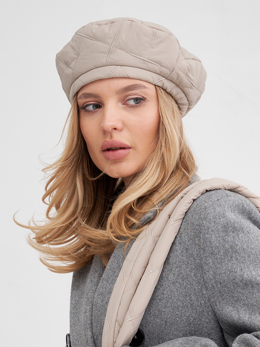Эмили берет плащевка стеганая хит на тр.п. бежевый