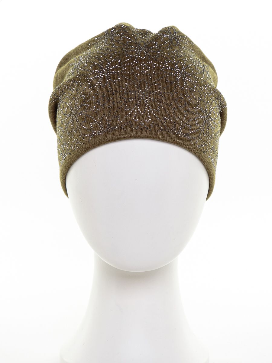 Новелла шапка 011 трикотаж К3 на тр.п. оливковый меланж
