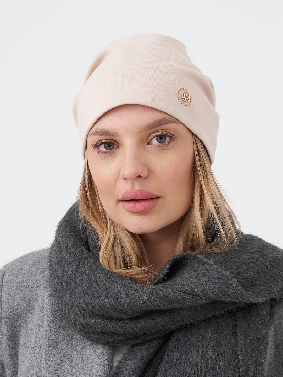 Стиль LP шапка 020/1 трикотаж К4 Премиум на тр.п. бежевый р-р 56-57