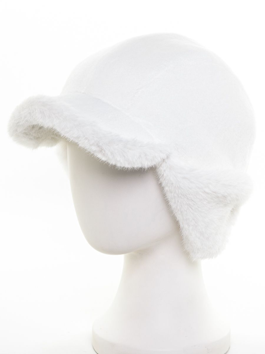 Римма ушанка экомех Пума на фл.п. белый + экомех Ласка белый жемчуг