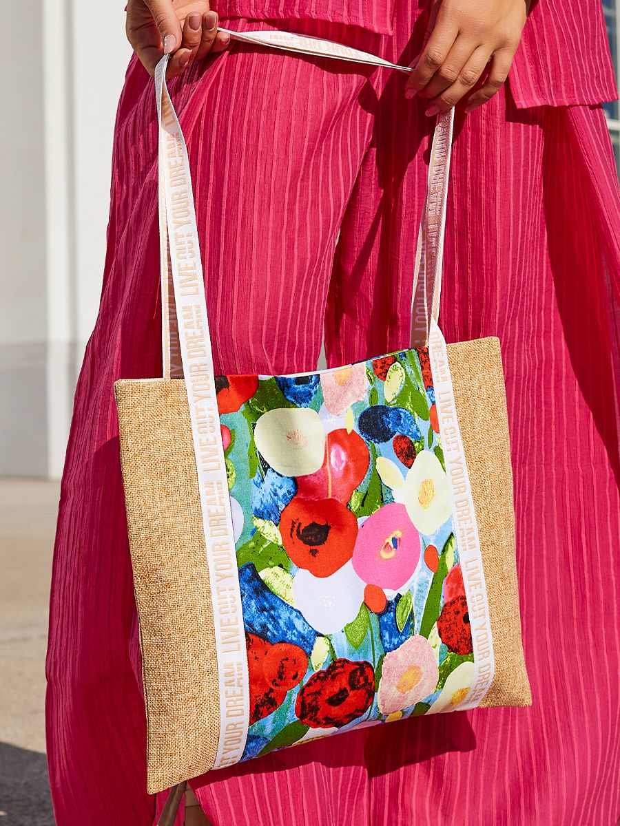 Флоренция сумка-шоппер летняя резная хлопок флоренция красный микс + рогожка соломенный