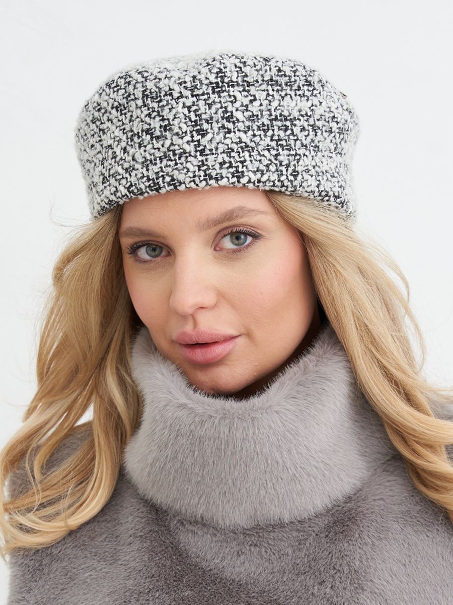 Табби мини берет ткань Шанель букле на тр.п. черно-белый