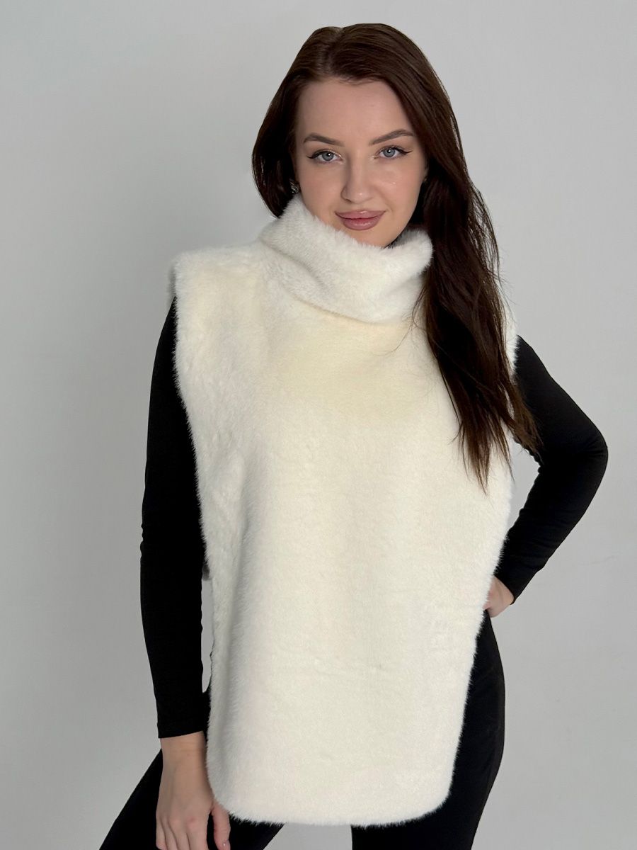 Тина манишка экомех Ласка белый + шелк Винтаж черный