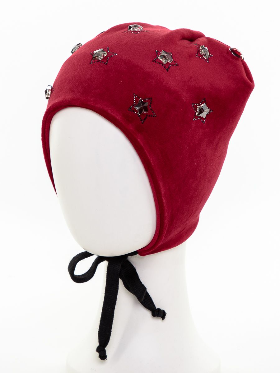 Звезды россыпь шапочка 032У велюр на фл.п. красный р-р 52-53