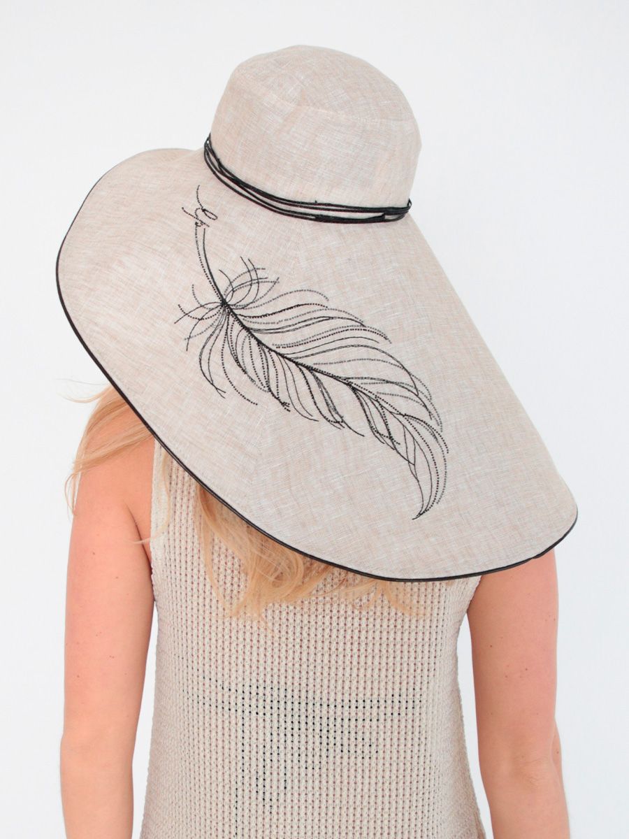 Лира супермакси шляпа лен солома солнечная (отд.черный)