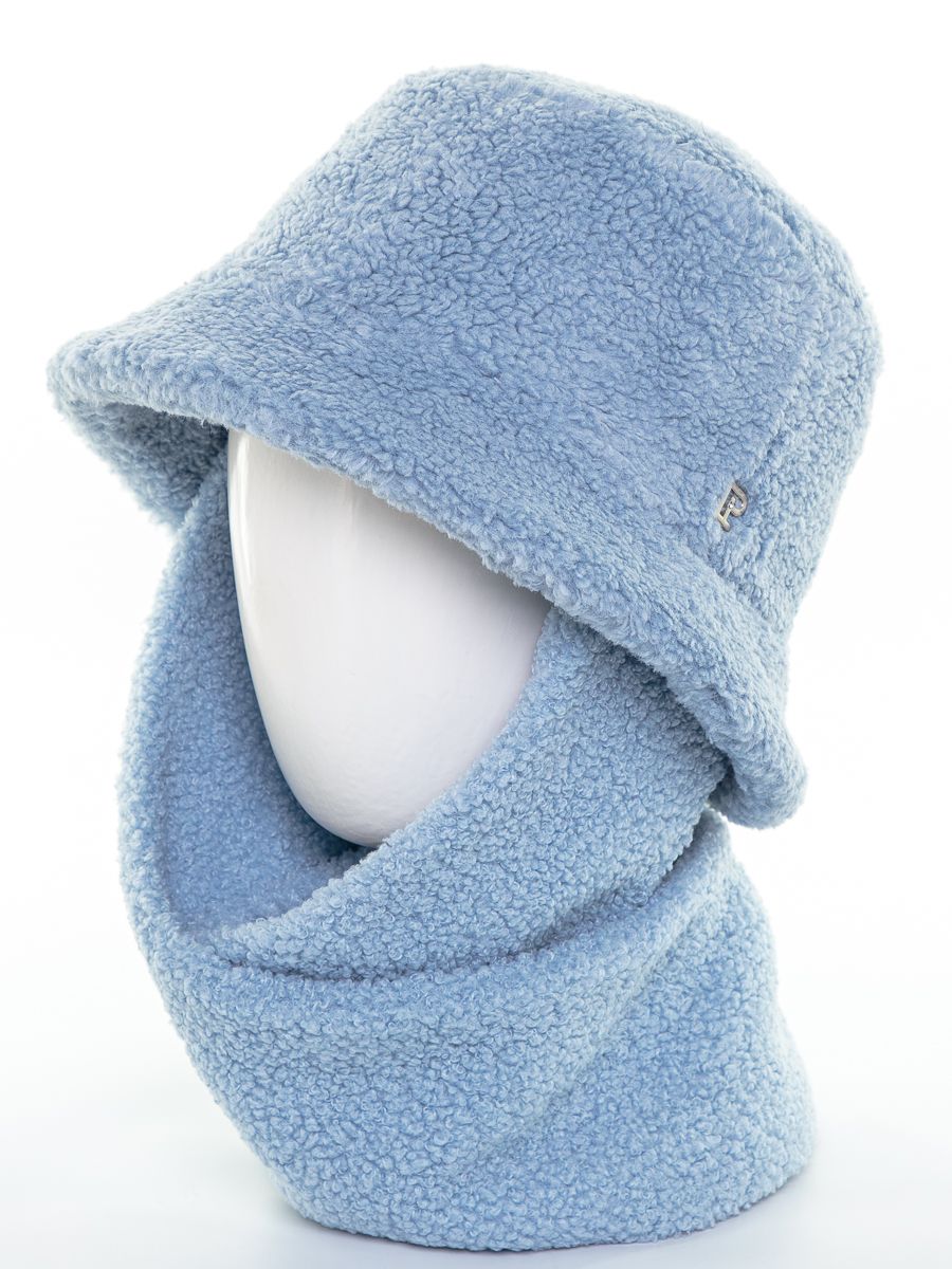 Селия лого тренд панама экомех тедди голубой + трикотаж барашек голубой р-р 56-57