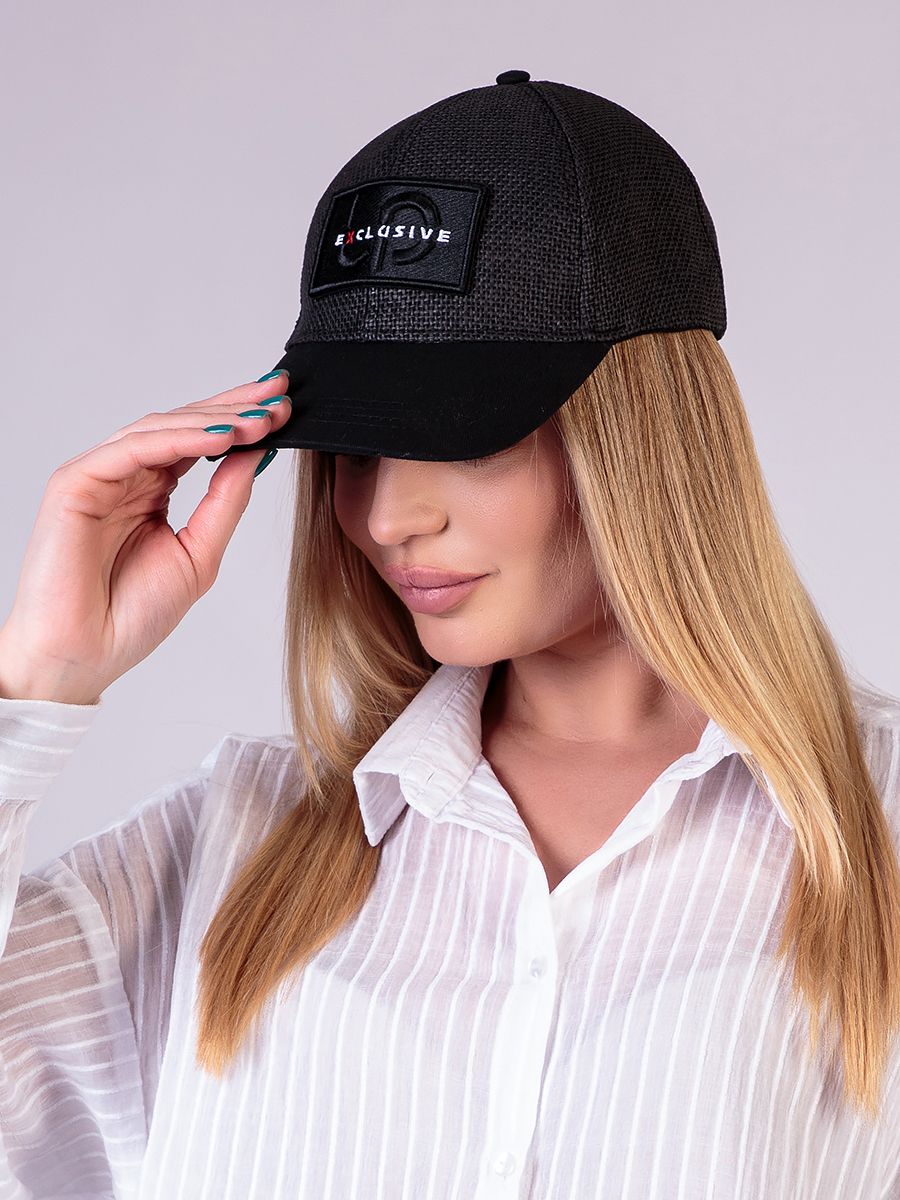 Тесса эксклюзив шеврон бейсболка солома черный
