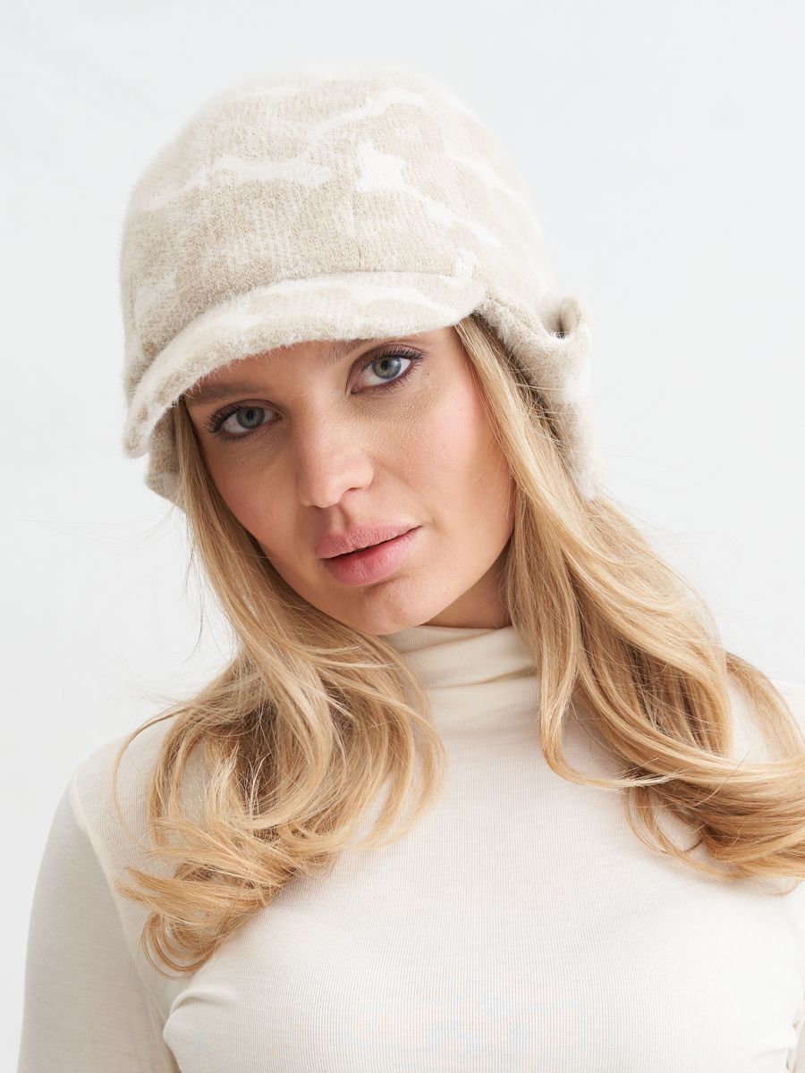 Римма ушанка трикотаж Ягуар на фл.п. бежево-молочный