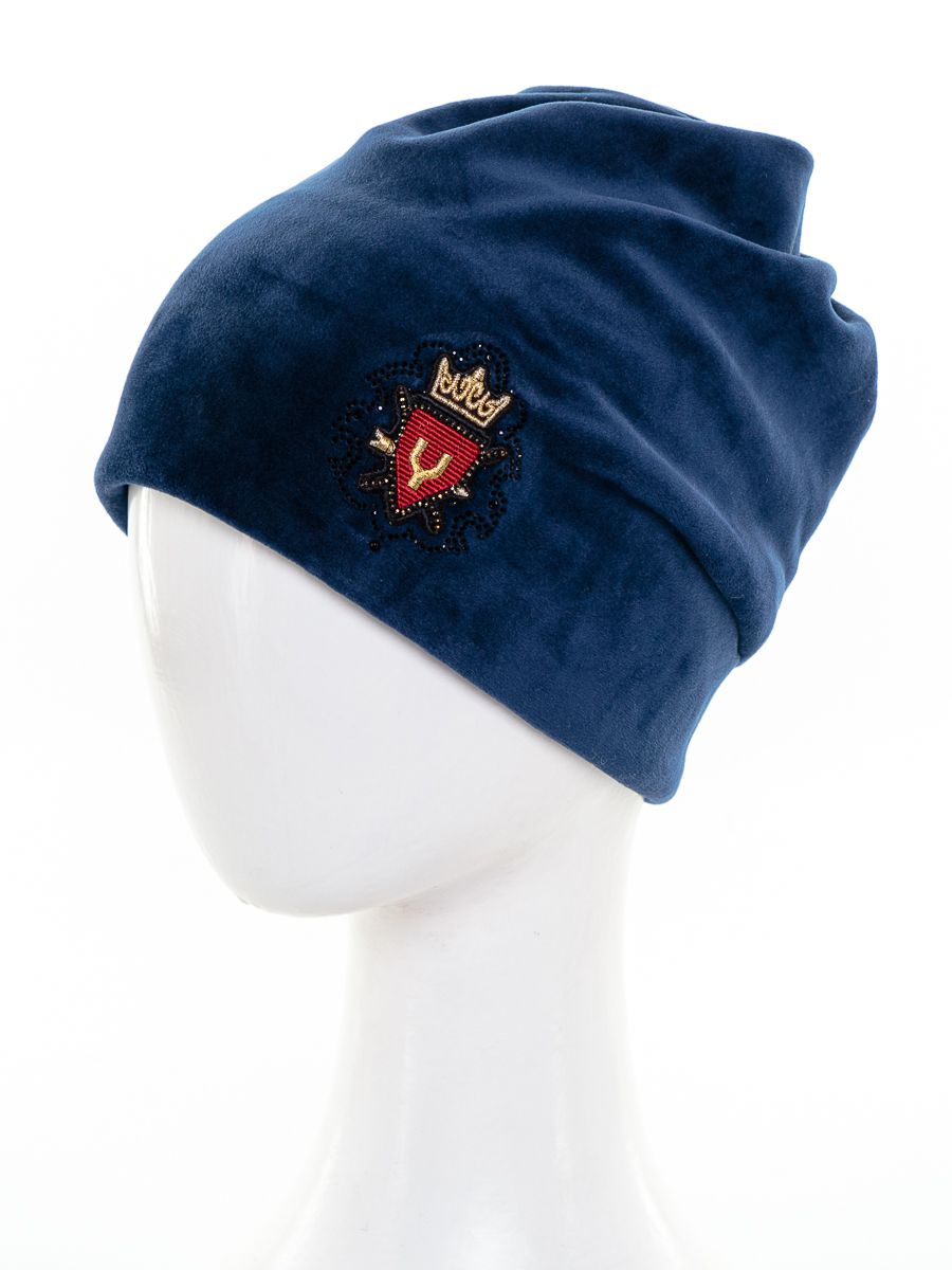Уэльс шеврон шапочка 011 велюр на фл.п. синий темный р-р 52-53