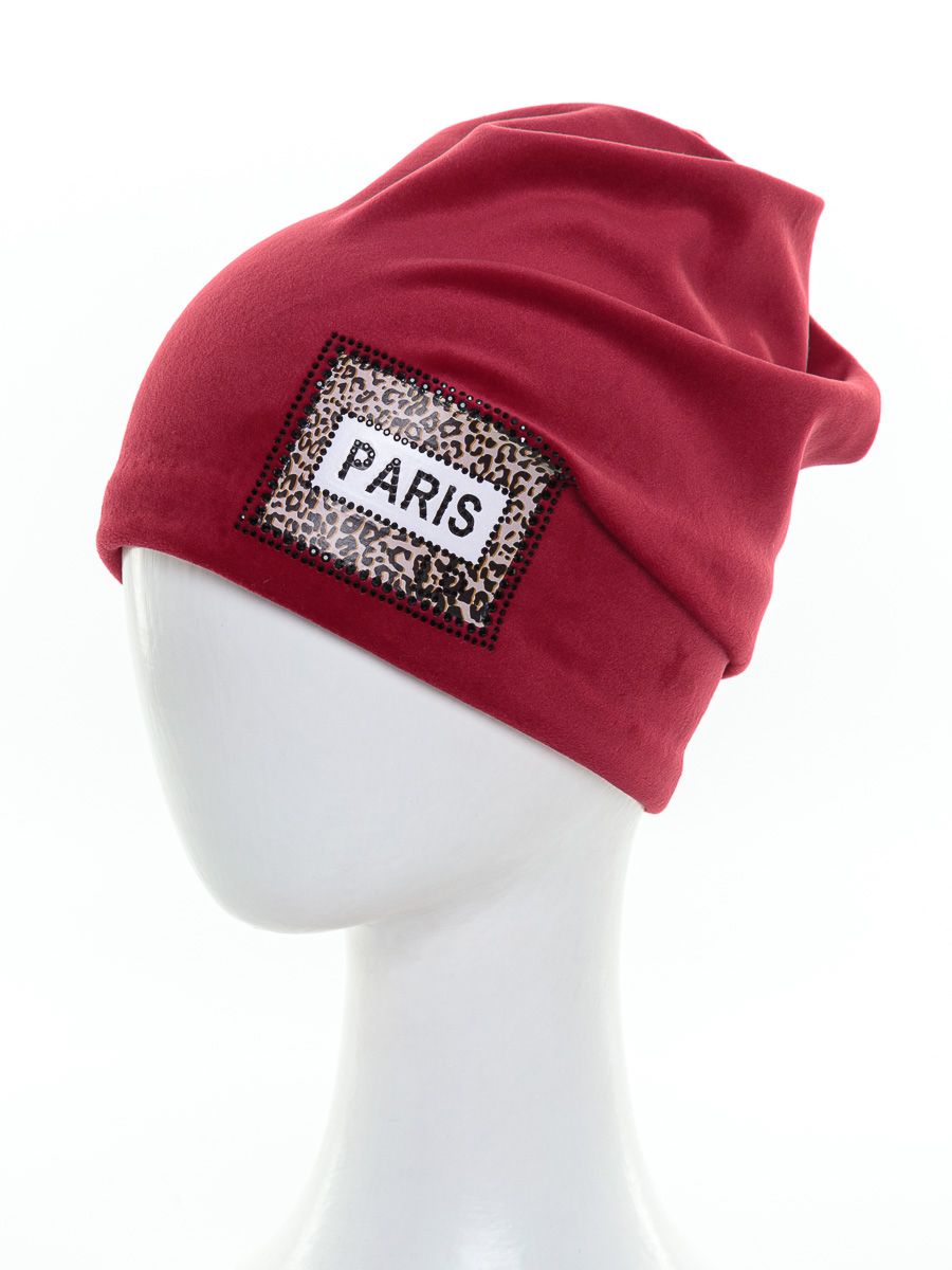 Париж шапочка 011 велюр на тр.п. красный р-р 54-55