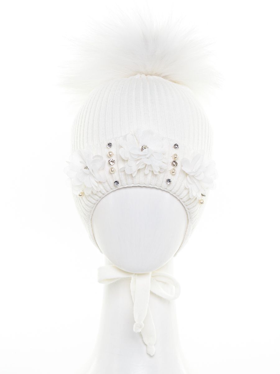 Хризантема помпон kids VIP шапочка ДН вязка молочный р-р 48-50