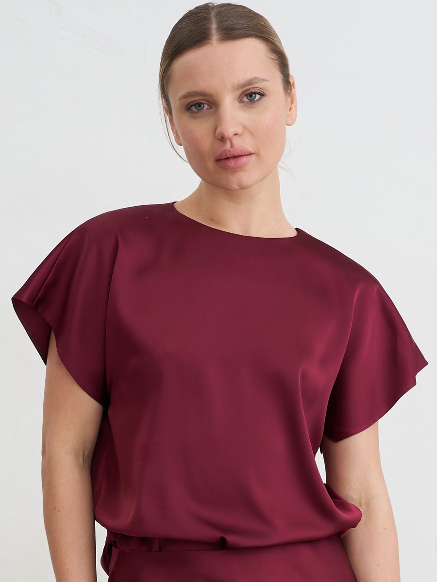 Ариэль топ атлас бордовый р-р 42-44