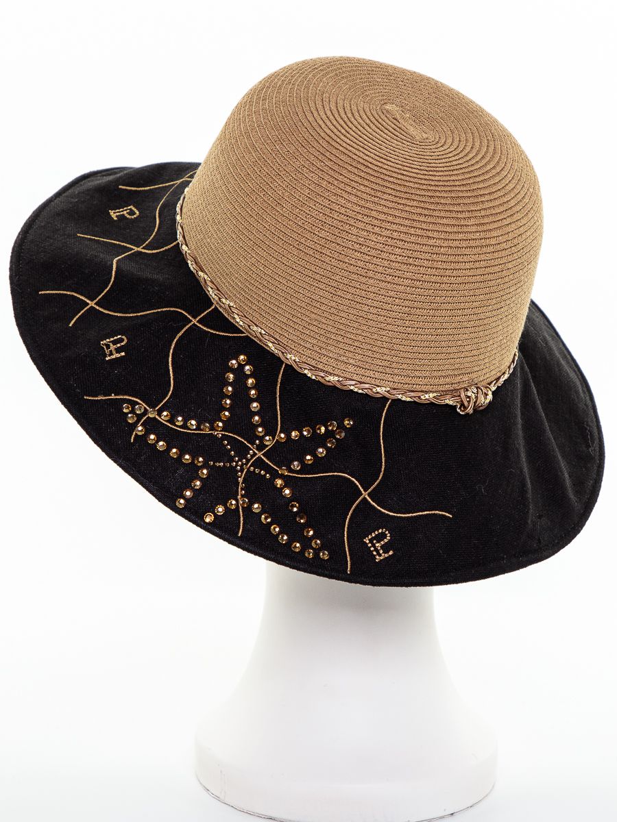 Лагуна 2 шляпа солома бежевый + лен черный