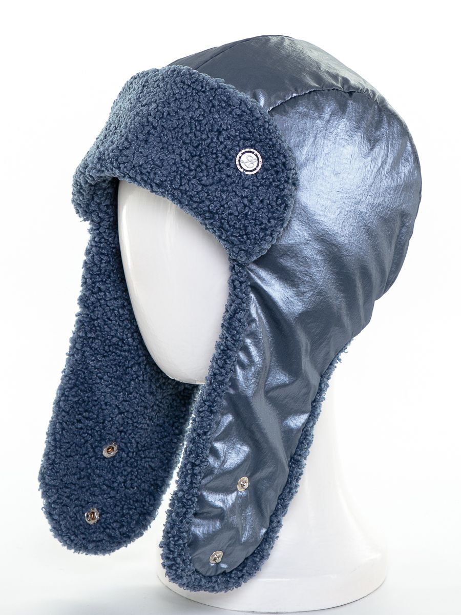 Герда кидс ушанка плащевка металлик синтепон на фл.п. джинсовый + барашек джинсовый р-р 52-53