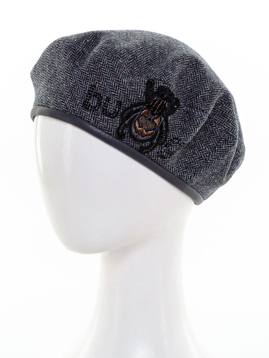 Диор жук колорадо берет твид елка на фл.п. синий р-р 54-55