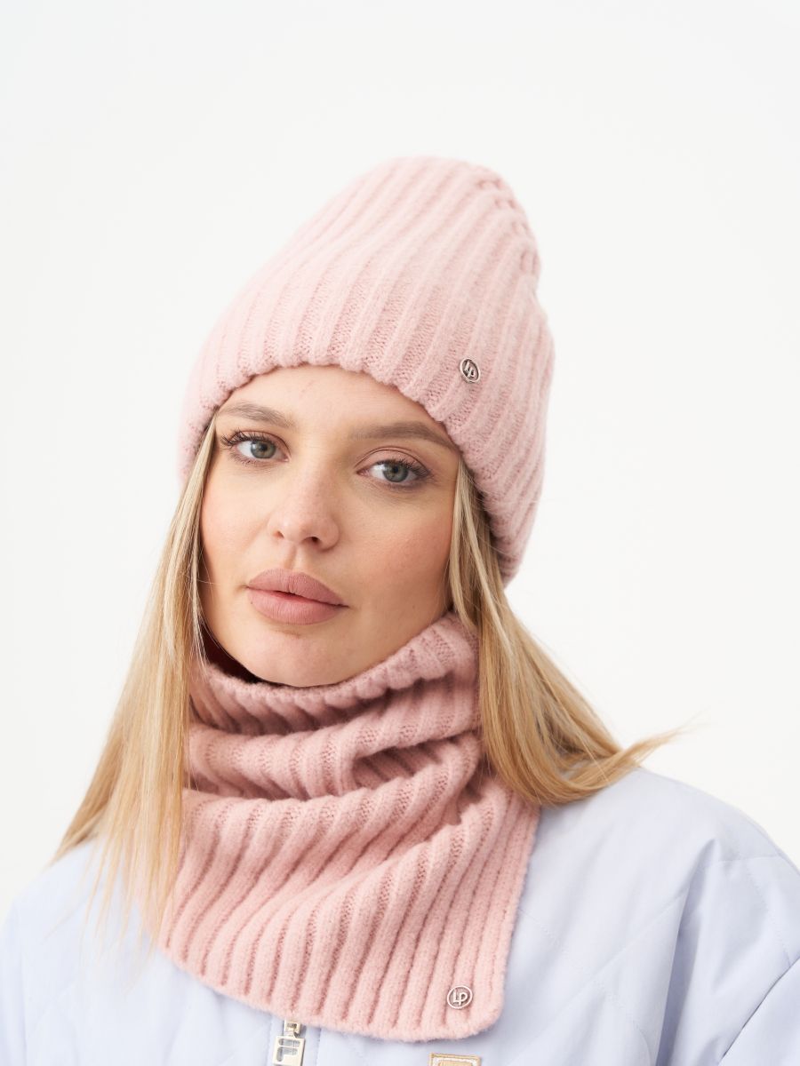 Лилия комплект шапка + снуд як пудровый