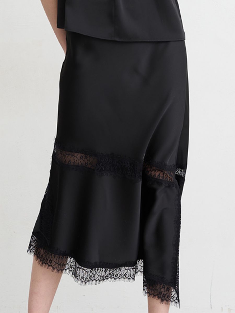 Ариэль 2 юбка атлас черный р-р 42-44