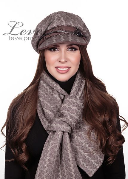 Элен брошь муха цепь кепка трикотаж косичка на тр.п. какао меланж