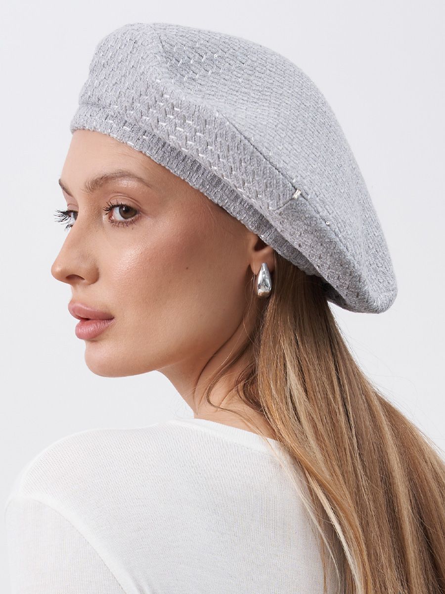 Эмили берет ткань Шанель пайетки на тр.п. серый
