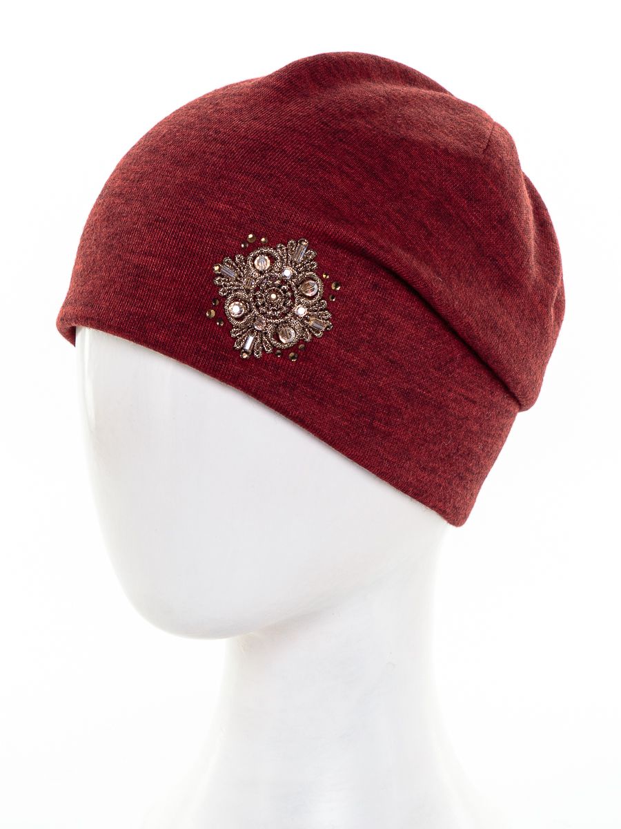 Кружево ромб шапка 004 трикотаж К3 на фл.п. красный меланж