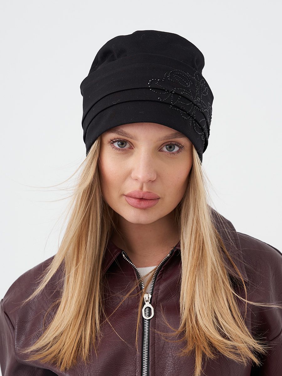 Магдалена шапка 012 трикотаж К4 Премиум на тр.п. черный р-р 56-57