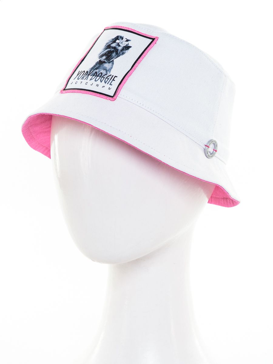 Джонни DOG girl панама cotton белый + хлопок фуксия р-р 52-53
