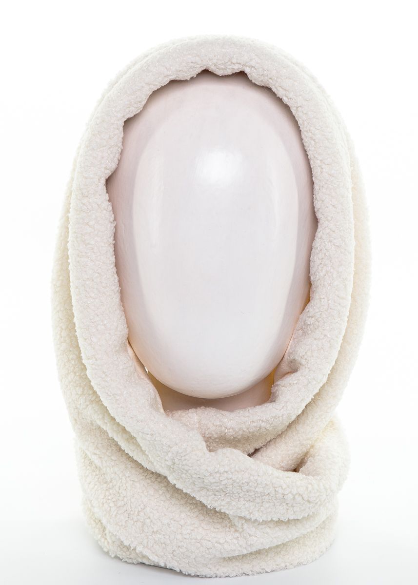 Лора капюшон - косынка трикотаж барашек на фл.п. белый