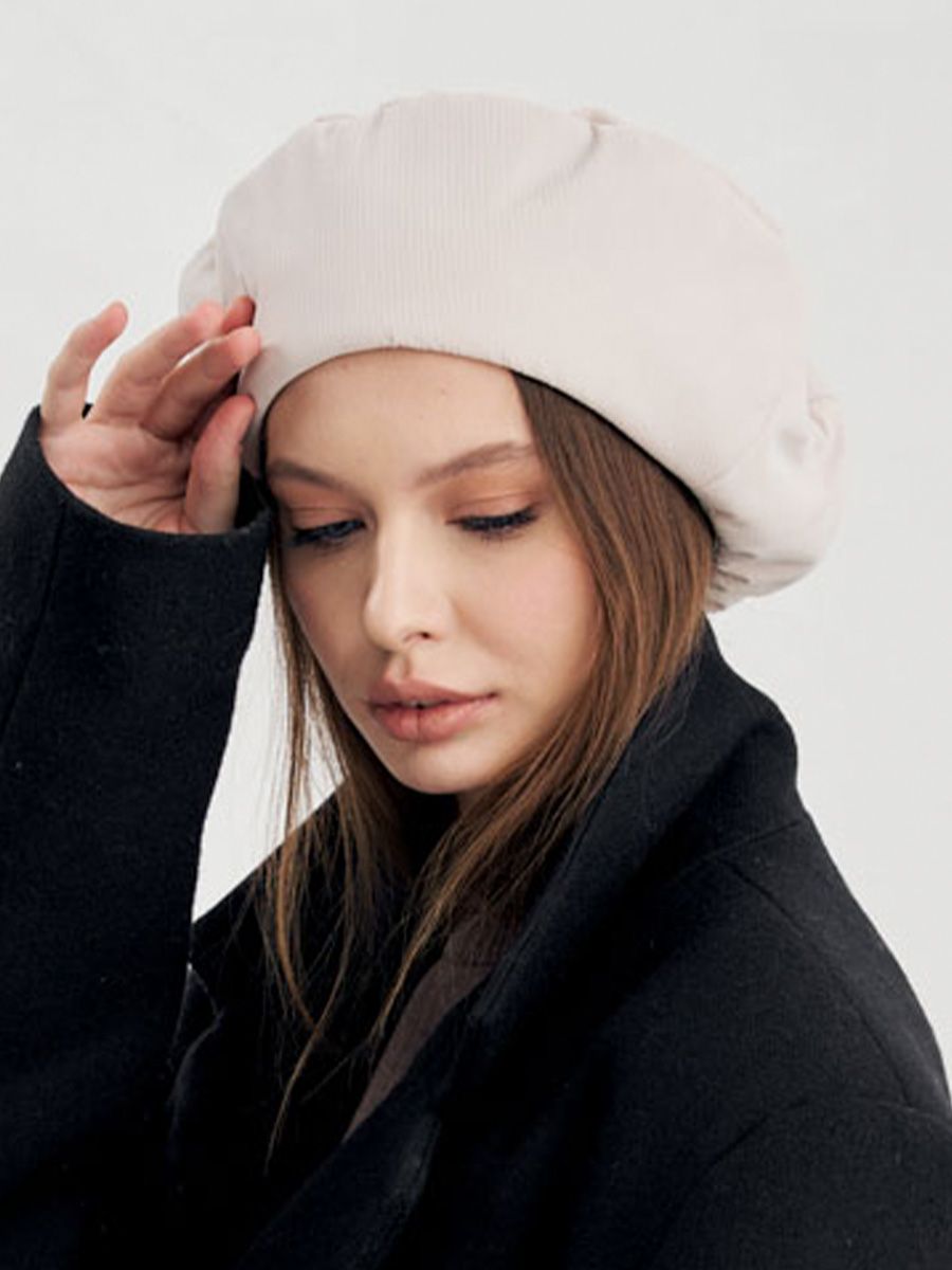 Ирэн берет плащевка рубчик на тр.п. бежевый