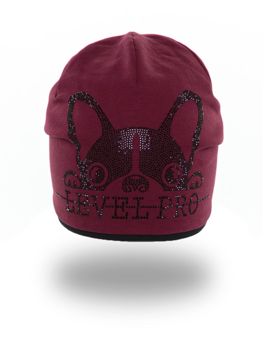 Бульдог шапочка Д1013 футер вишневый + черный р-р 52-53