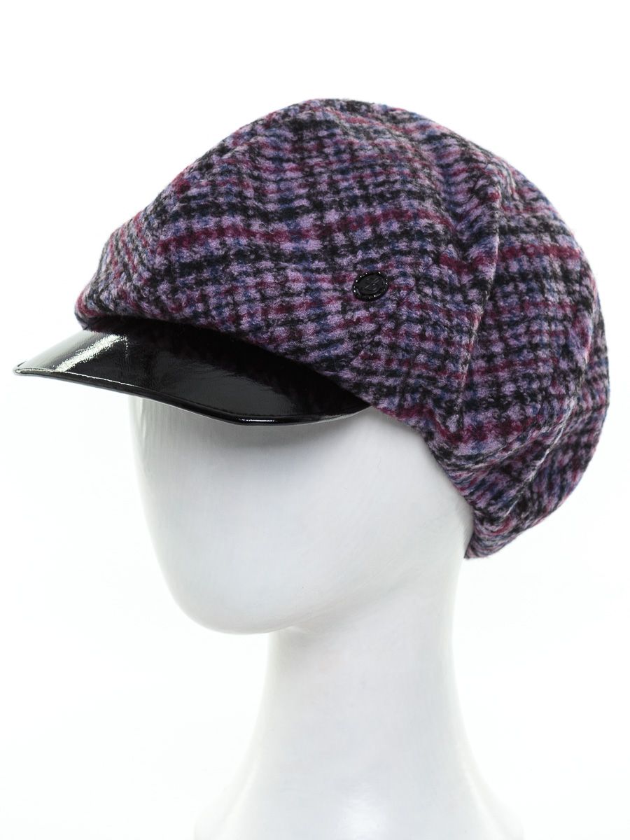 Версаль кепка трикотаж ворсовый клетка на фл.п. сиреневый