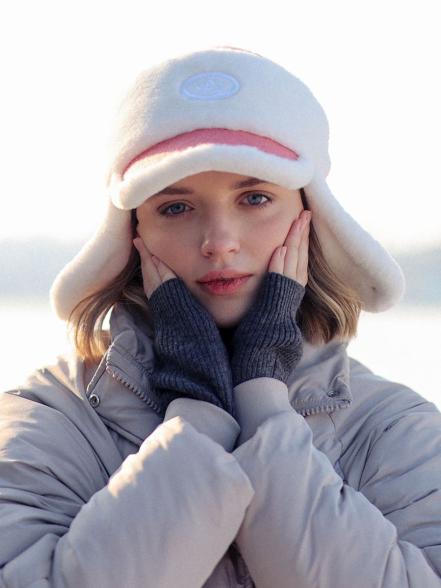 Марсия кепка - ушанка на фл.п. коралловый 130242 + экомех рекс белый