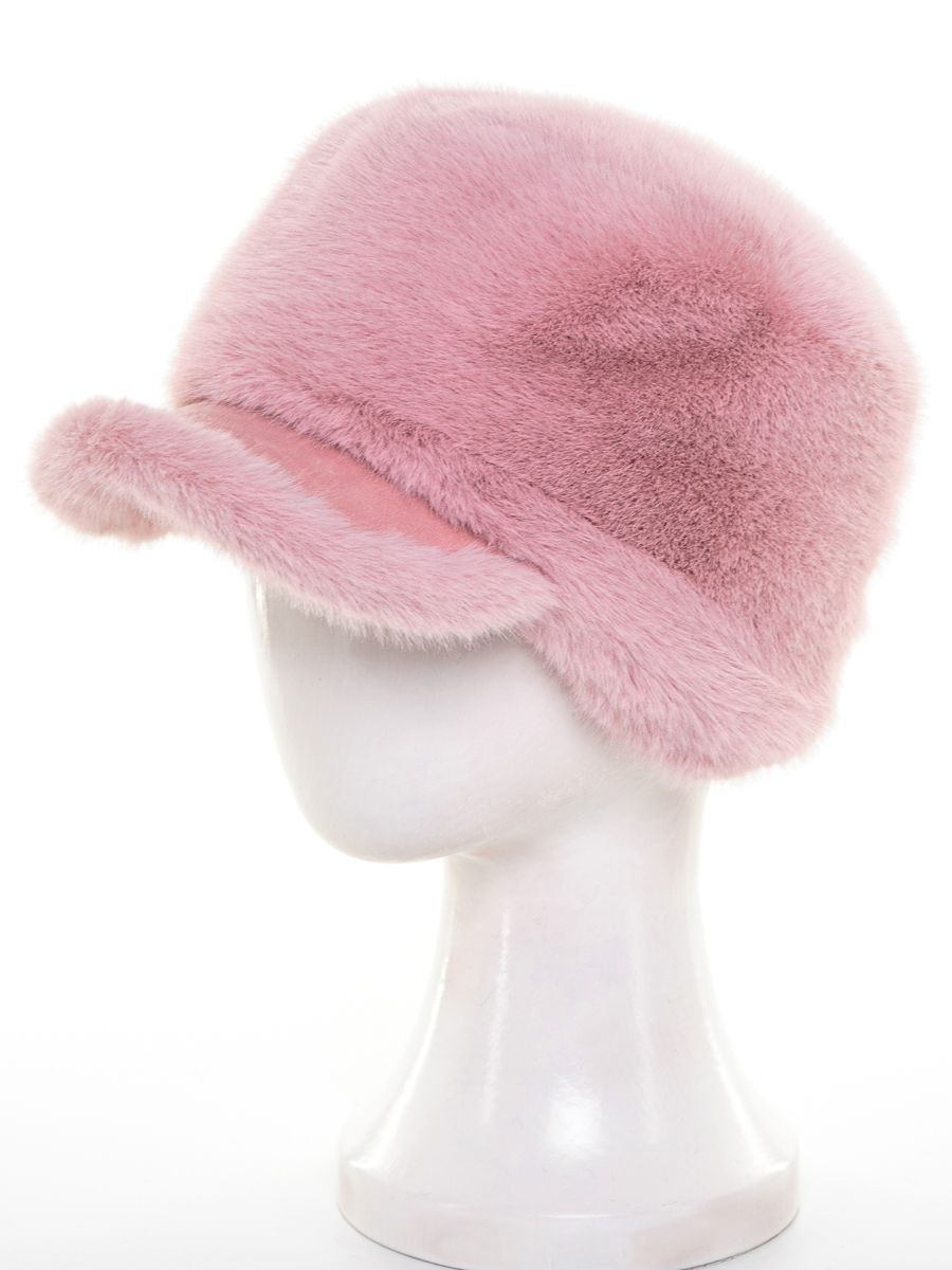 Кристи LevelPro бирка кубанка с козырьком экомех ласка на фл.п. розовый + велюр розовый светлый