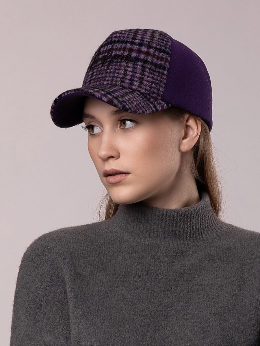Росчерк Levelpro бейсболка 001/у трикотаж ворсовый клетка на фл.п. сиреневый + кашемир фиолетовый