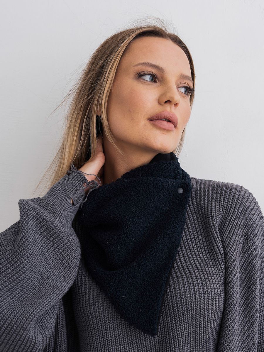 Шарф 013 трикотаж барашек на фл.п. синий темный