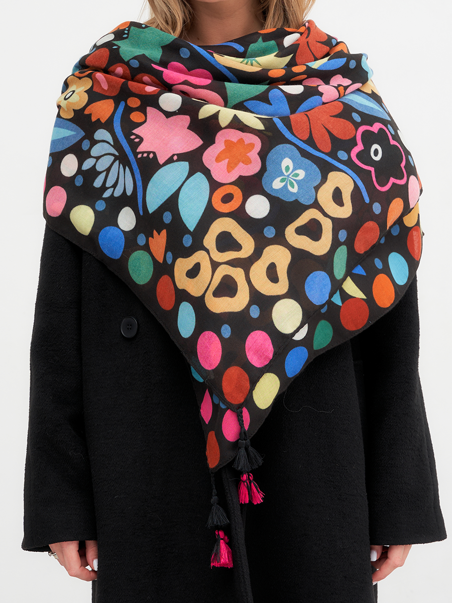 Флора платок черный