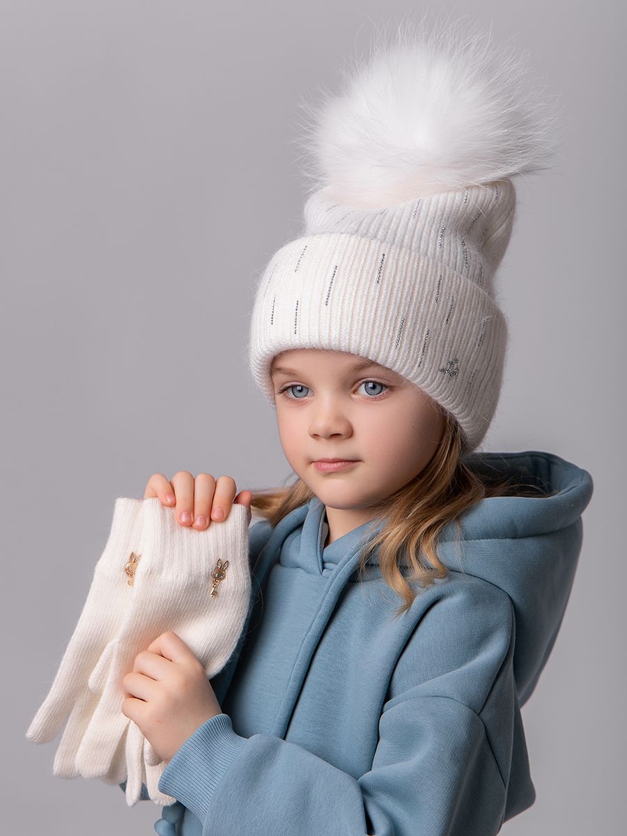 Зайка LP kids перчатки вязка молочный